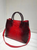 Womens Crocodile Leather  Hand Painted Satchel Top Handle Bags
