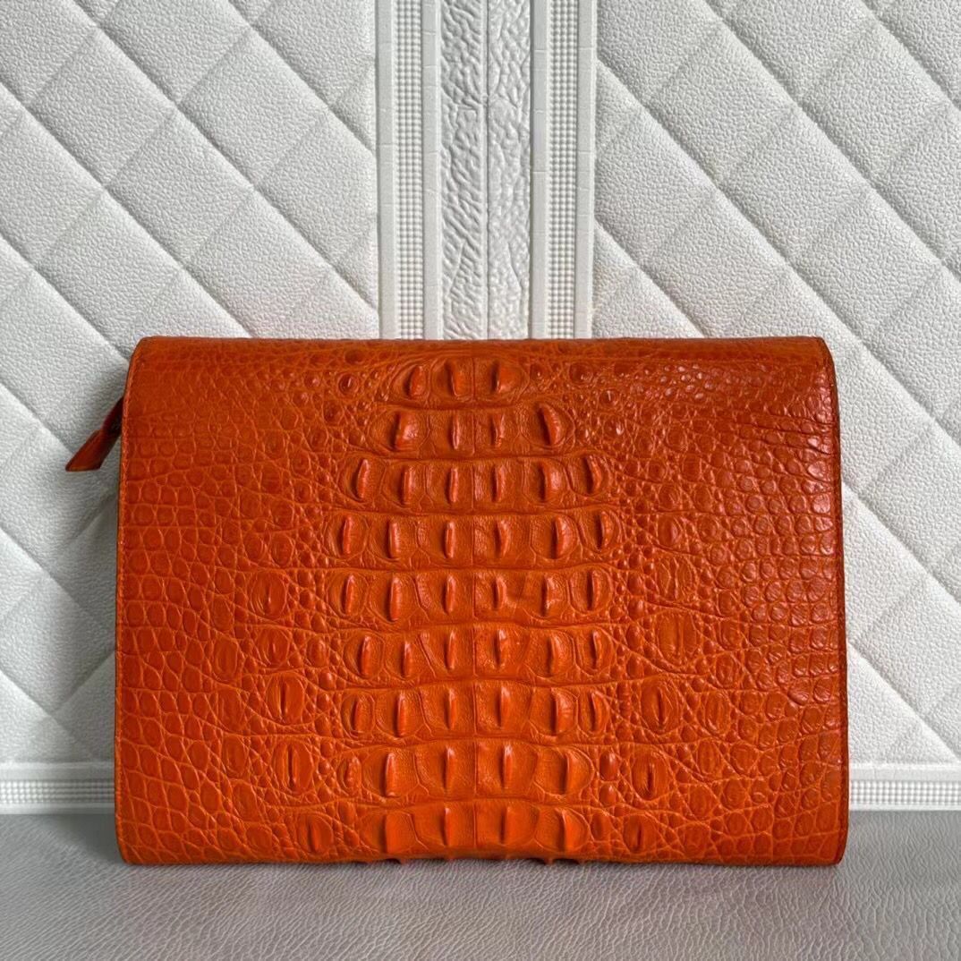 Rossie Viren women's genuine crocodile leather clutch card holder with sleek, textured crocodile pattern and compact design.