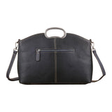 Womens Genuine Leather Tote Handbag Metal Top-Handle Bag Small